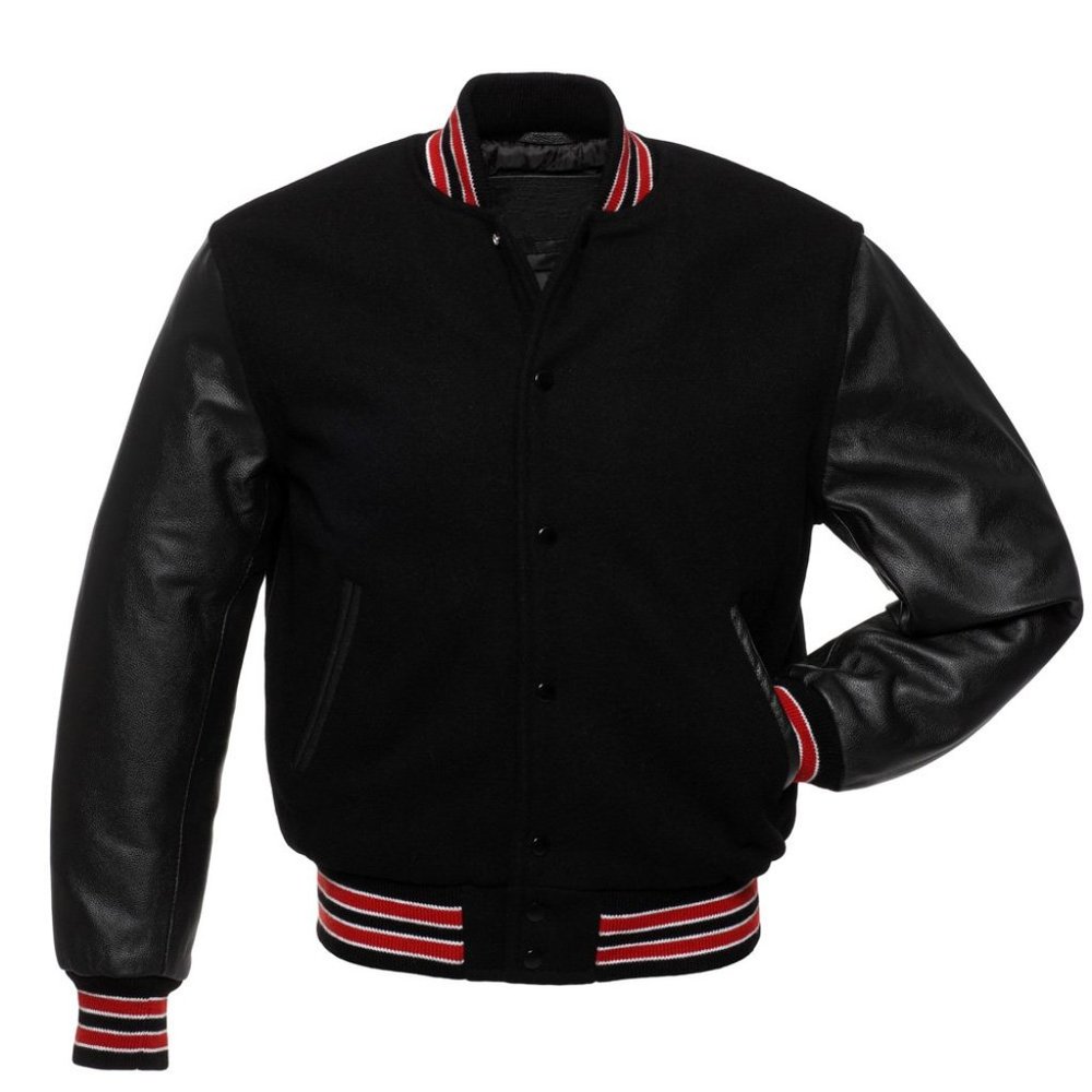 NWT Delong Letterman Varsity Leather Jacket Black Orange Trim S L 3X 4X 5X $180